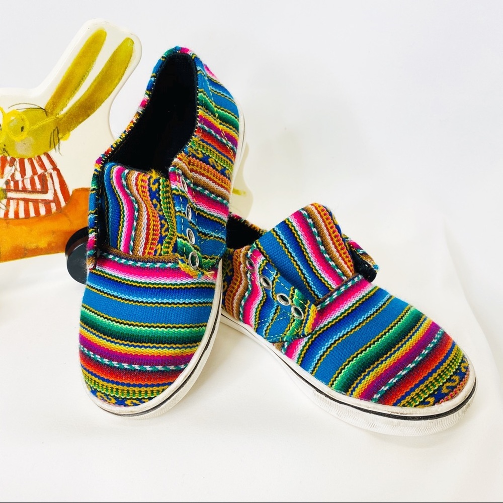 Colorful Serape Mexican Blanket Sneaker Shoes Little Girl